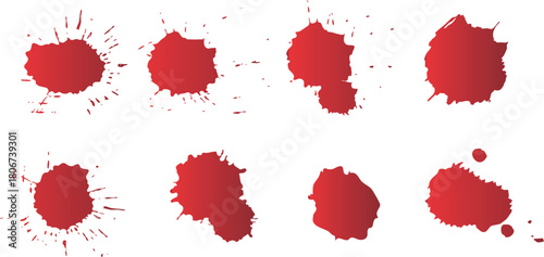 血痕・血のベクター素材のセット　赤