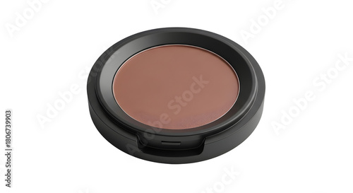 Round container of brown powder makeup isolated PNG with Transparent Background