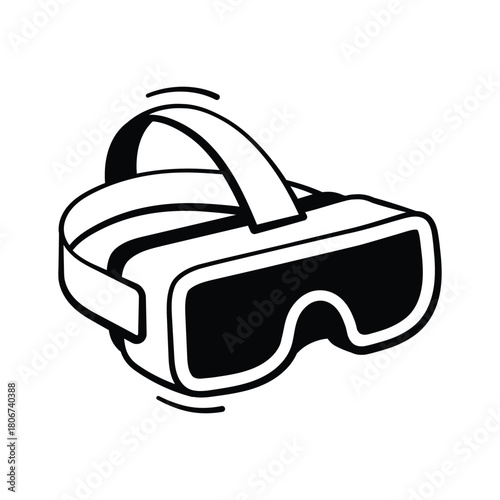 Futuristic VR goggles doodle icon designed for immersive virtual reality
