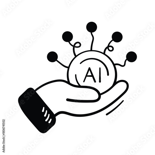 Creatively crafted modern icon of ai solutions in hand drawn style