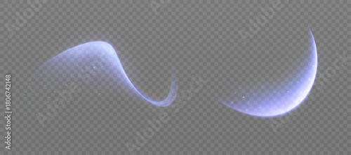 Blue magical light trails with particles and glow on a light background. Create a spell or energy blast effect for games and fantasy designs.