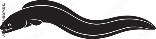 Black Silhouette of a Wavy Eel fish white outline