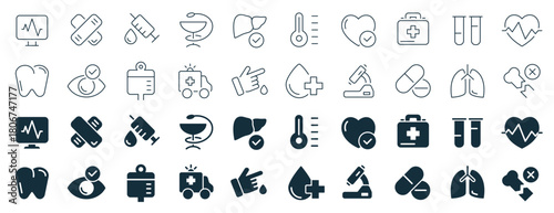 Medical excellent icons collection in two different styles