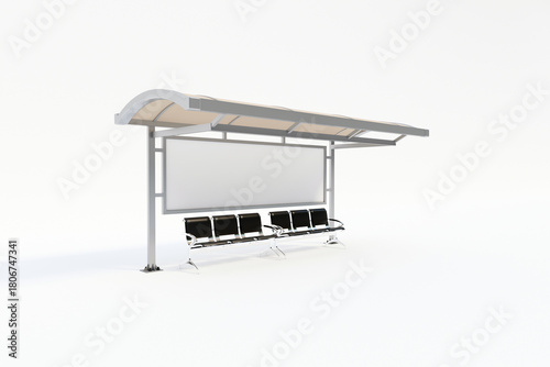 Sleek bus stop mockup with blank billboard offers dynamic space for creative advertising campaigns