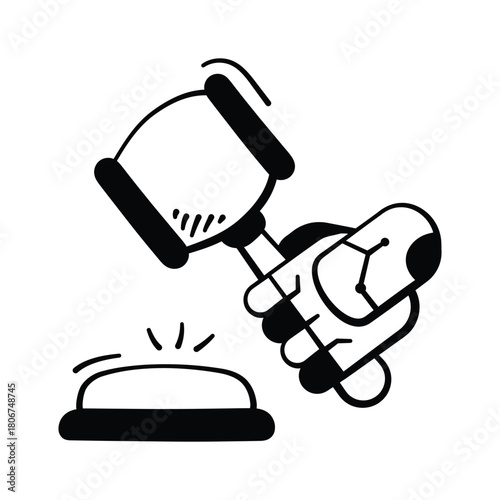 Han drawn icon of AI automation in legal processes and digital justice