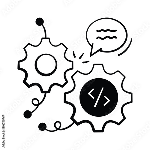 Get your hands on this amazing doodle style icon of code implementation