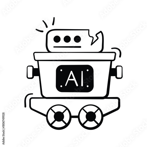 Latest hand drawn icon of data mining in trendy design style