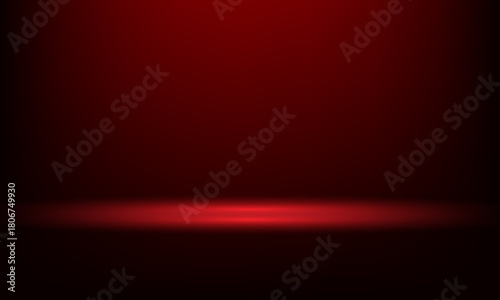 Empty red and black studio room background. Empty dark room. Space for selling products on the website. Vector illustration.