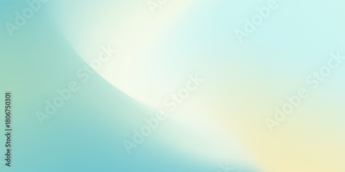 Light blue art, yellow and white gradient background. Abstract beautiful blue clear sky with white clouds and blurry sun texture. Pastel minimal sky. Soft horizontal vector illustration for banner