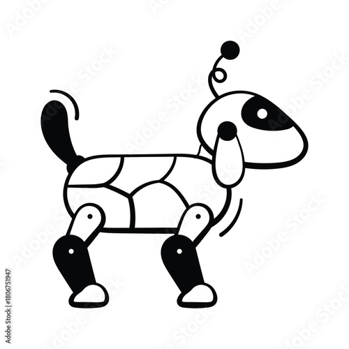 A hand drawn style icon representing robot dog