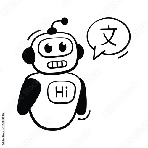 Smart AI translating spoken language in real time, modern vector