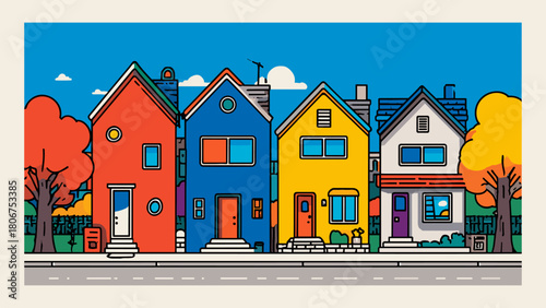 Cute City Street with Unique House Designs