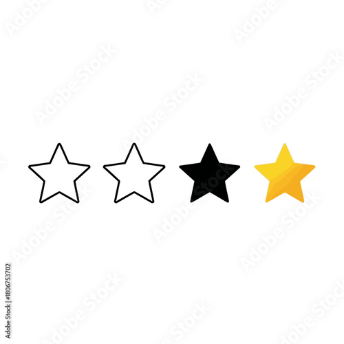 Customer feedback concept with rating stars, one star is golden isolated on