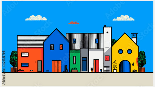 Eclectic neighborhood street with modern and traditional homes