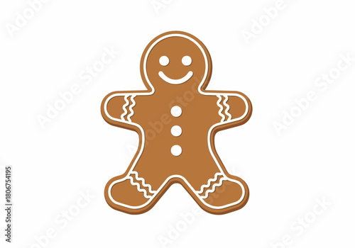 Gingerbread Man Cookie with White Icing Decoration.