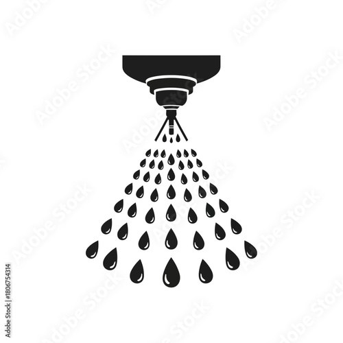 Fire sprinkler head spraying water isolated on, a crucial component of fire protection systems for safety and prevention