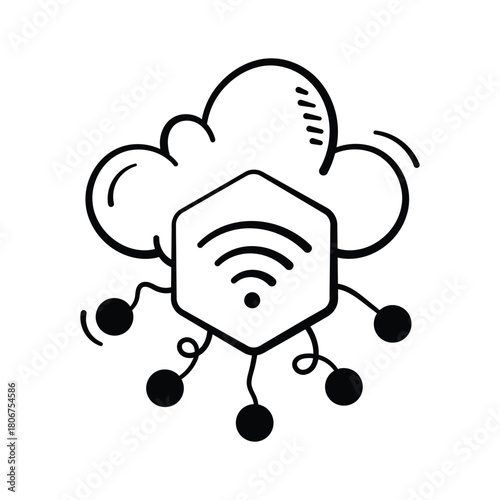 Download this amazing handy icon of cloud network, premium vector