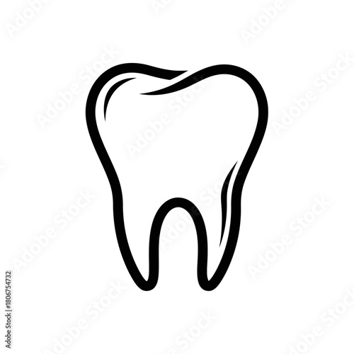 Simple tooth icon isolated on, a dental symbol representing oral hygiene, care, and health, ideal for dentistry