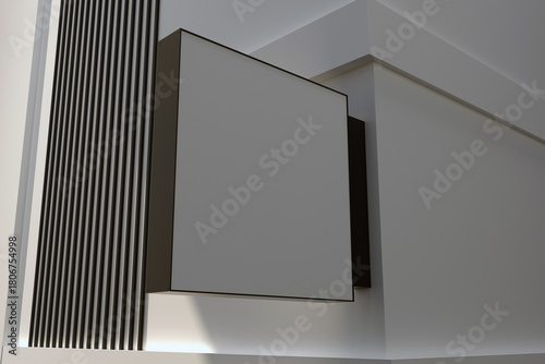 Modern minimalist blank square sign mockup in monochrome for business logo branding and advertising campaign design