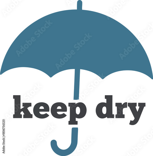 Circular graphic icon keep dry with umbrella illustration for weather protection and rain safety advice vector