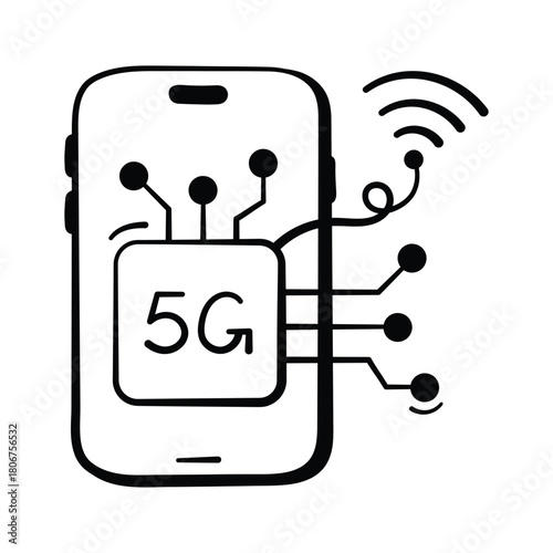 An amazing hand drawn icon of 5g technology, premium vector