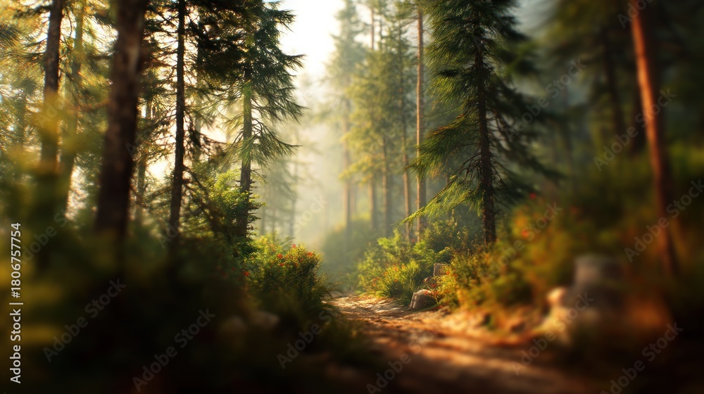 Obraz premium Misty forest path