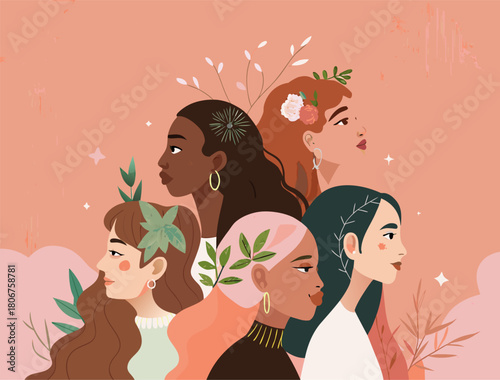 Diverse Women's Community Illustration: Sisterhood & Femininity