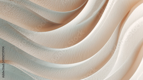 Fototapeta Naklejka Na Ścianę i Meble -  A close up view of several wavy structures in shades of white and light beige color
