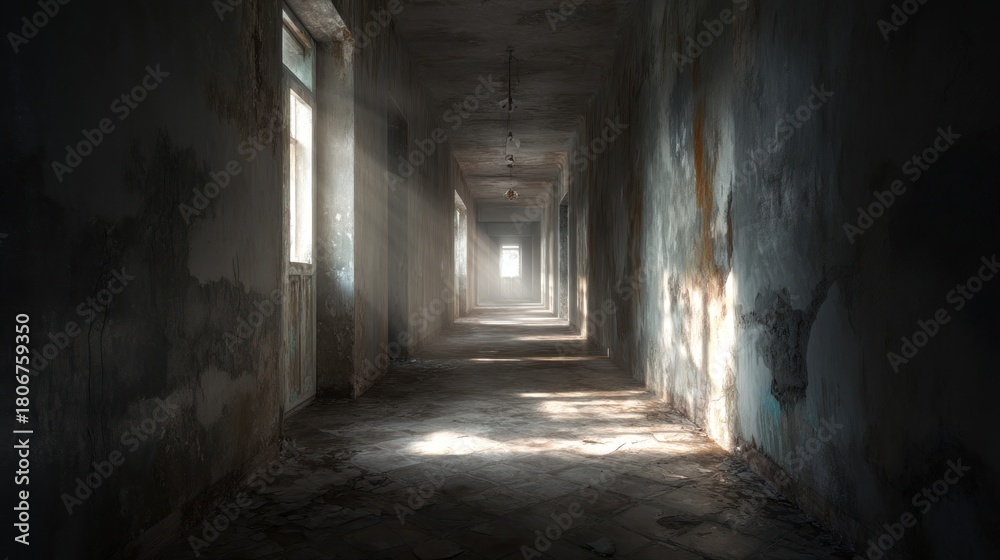 Obraz premium Abandoned corridor light