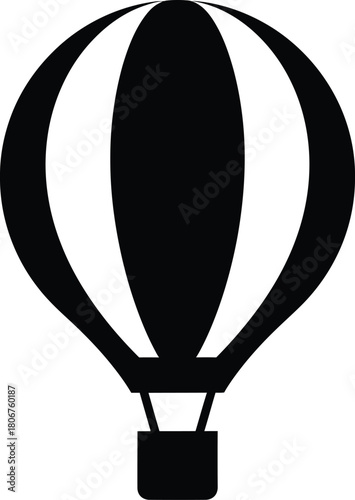 Hot air balloon vector illustration black and white travel adventure sky eps silhouette