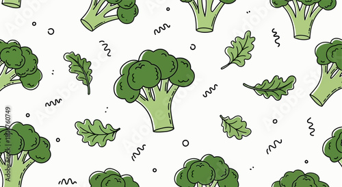 Delicious Broccoli and Oak Leaves A Fun Food Pattern Design