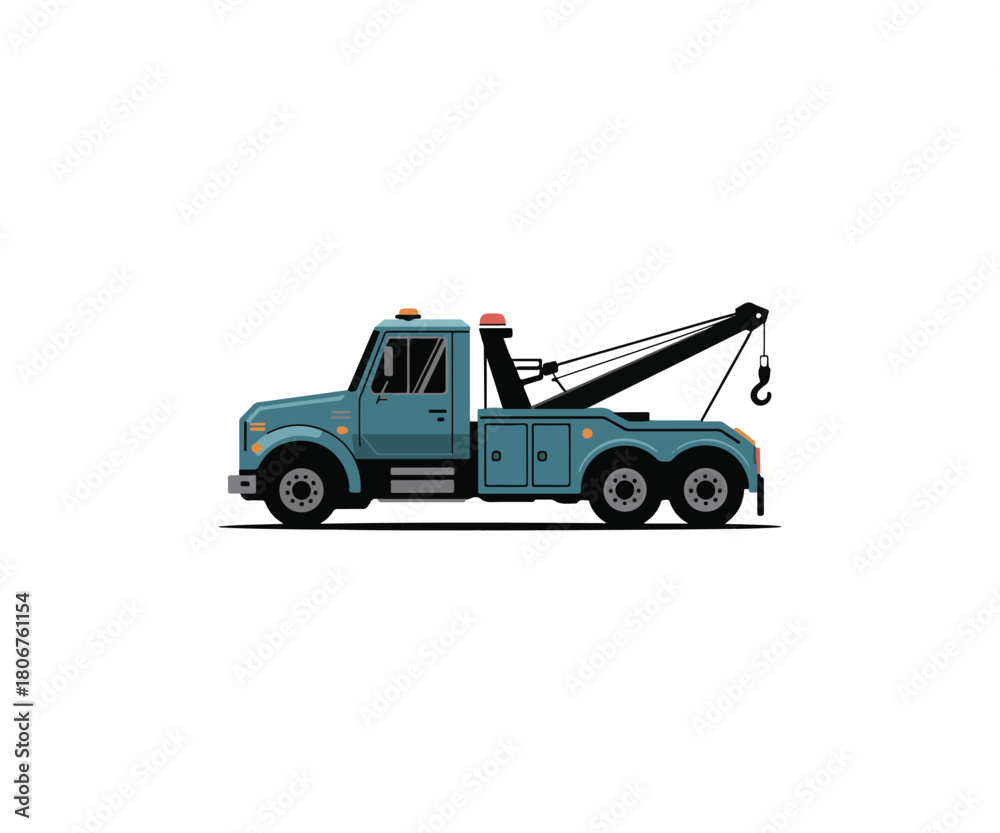 Naklejka premium Blue Tow Truck Illustration Vector Image Emergency Roadside Assistance Vehicle Graphic