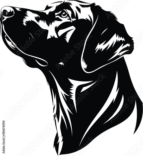 Black labrador retriever dog head vector illustration profile view eps silhouette