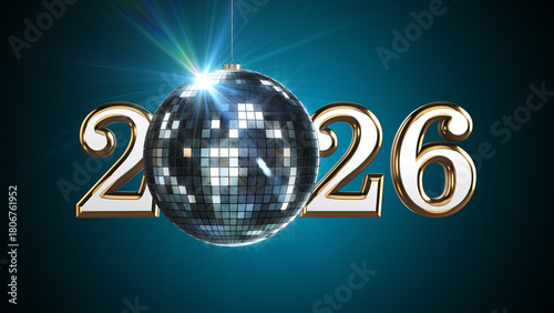 2026 Numbers with Spinning Disco Ball — New Year’s Eve Celebration Visual