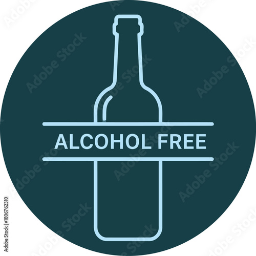 Circle icon alcohol free drink bottle symbol vector illustration clean beverage concept vector