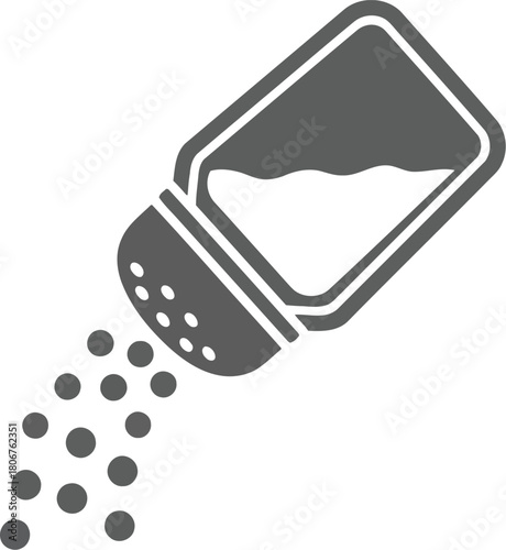 Seasoning spice salt pepper shaker dispensing grains food condiment kitchen utensil icon symbol graphic minimalist vector