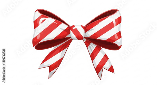 A red and white striped candy cane bow isolated on, perfect for adding a touch of festive cheer to any holiday design or project