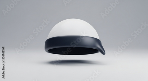 3d rendering of a white and dark blue police hat isolated on the hat is a simple, stylized design, with a rounded shape and a dark blue band