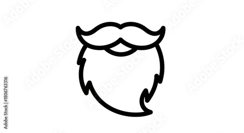 Illustration of a beard and mustache, isolated on this simple yet stylish design captures the essence of facial hair with its clean lines and minimalist style