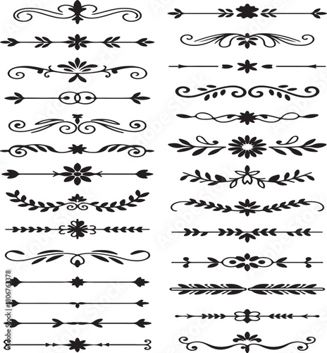 Decorative header elegant ornaments on transparent backdrop