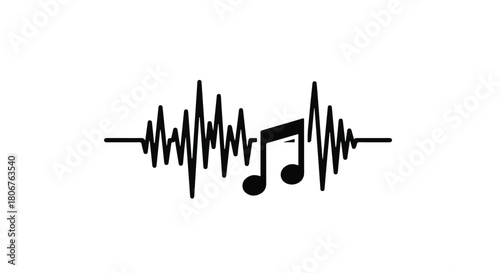 Sound wave with musical notes symbolizing rhythm and harmony
