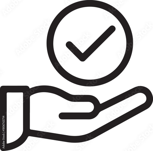 Hand holding checkmark icon vector illustration