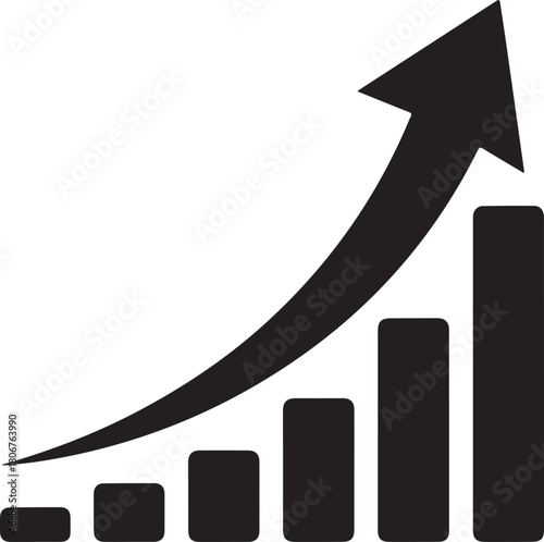 Increasing Graph or Chart Arrow Pointing Upward