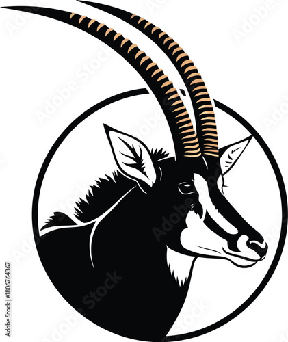 Sable antelope logo design vector illustration african animal wildlife eps silhouette