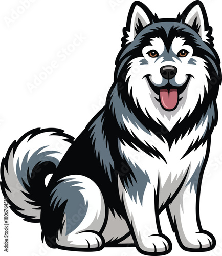 Cute cartoon a illustrator vector Alaskan Malamute