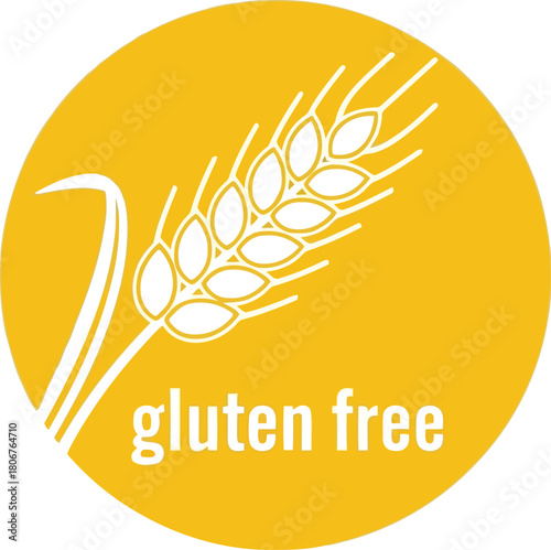 Wheat ear icon with "gluten free" text emblem for healthy food certification symbol vector