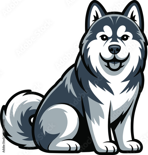 Cute cartoon a illustrator vector Alaskan Malamute