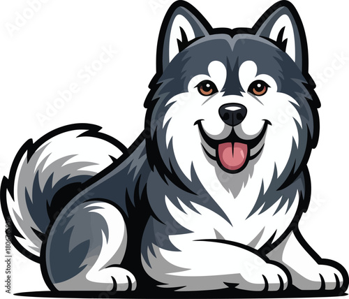 Cute cartoon a illustrator vector Alaskan Malamute