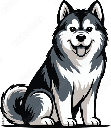Cute cartoon a illustrator vector Alaskan Malamute