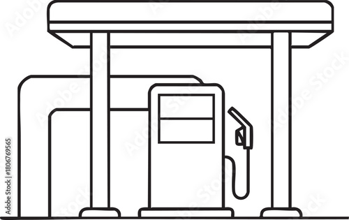 Gas Station Line Icon – Minimal Fuel Pump & Petrol Service Vector